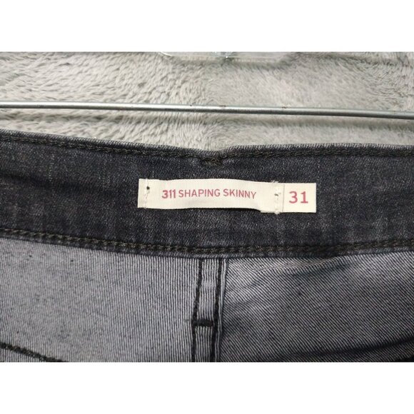 Levis 311 Jeans Womens 31 Black Denim Shaping Skinny Crop Raw Hem Mid Rise - Picture 7 of 11